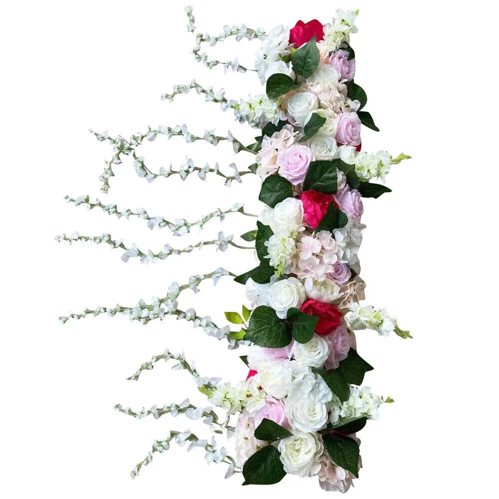 Artificial Silk Rose Flower Backdrop Wedding Row Decor Floral Wall Arrangements Party Garlands Props