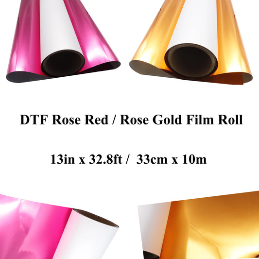 13in x 32.8ft / 33cm x 10m DTF Rose Gold / Rose Red Cold Peel Metallic Foil Transfer Printing