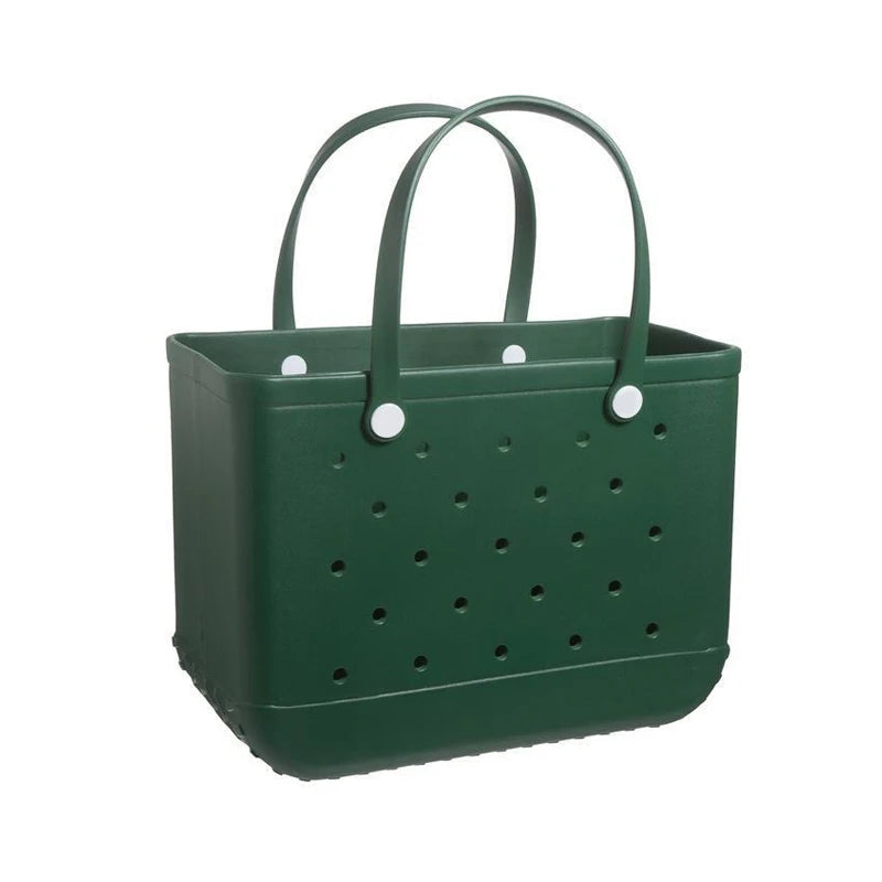Extra Large Boggs Beach Bag Summer EVA Beach Basket Women Picnic Tote Bag Holes Waterproof Handbag Pouch Shopping Shoulder Bag