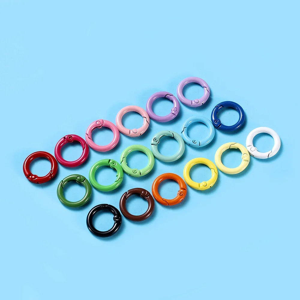 5Pcs/Lot 21 Colors Metal O Ring Spring Clasp Metal O Ring Spring ClaspKeychain Clips Hook Dog Chain DIY Jewelry Buckle Connector