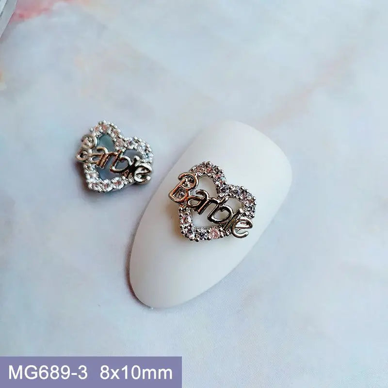 10pcs Luxury Kawaii Love Heart Pink Sailor Moon Star Nail Art Parts Zircon Manicure Nails Accesorios Supplies Decorations Charms