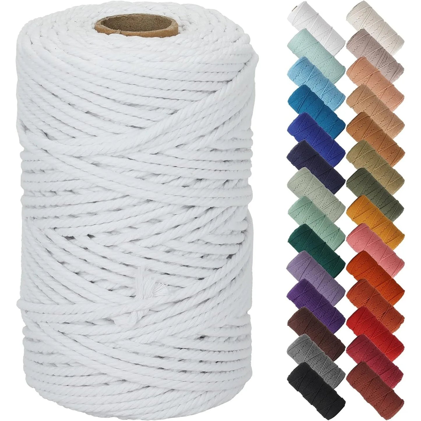 Natural Macrame Cord 3mm x 109Yards, Beige Macrame Rope, Cotton Cord for Wall Hanging, Plant Hangers, Christmas Crafts, Knitting