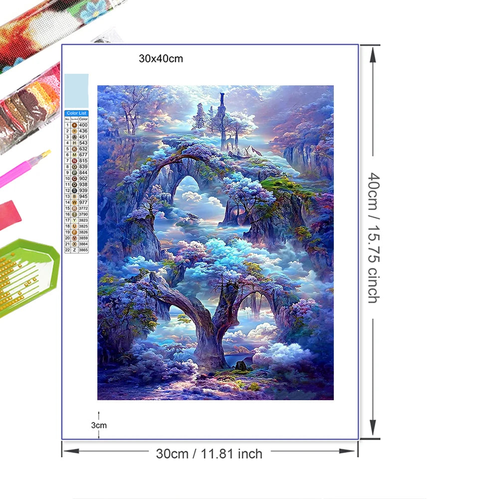 6 Kinds Of Patterns Scenery Diamond Painting Art Kits 5D Full Round Drill DIY Diamond Painting Perfect Home Wall Decor and Gift