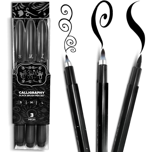 Calligraphy brush Bag 3 small, medium, and large marker hand lettering, art painting,