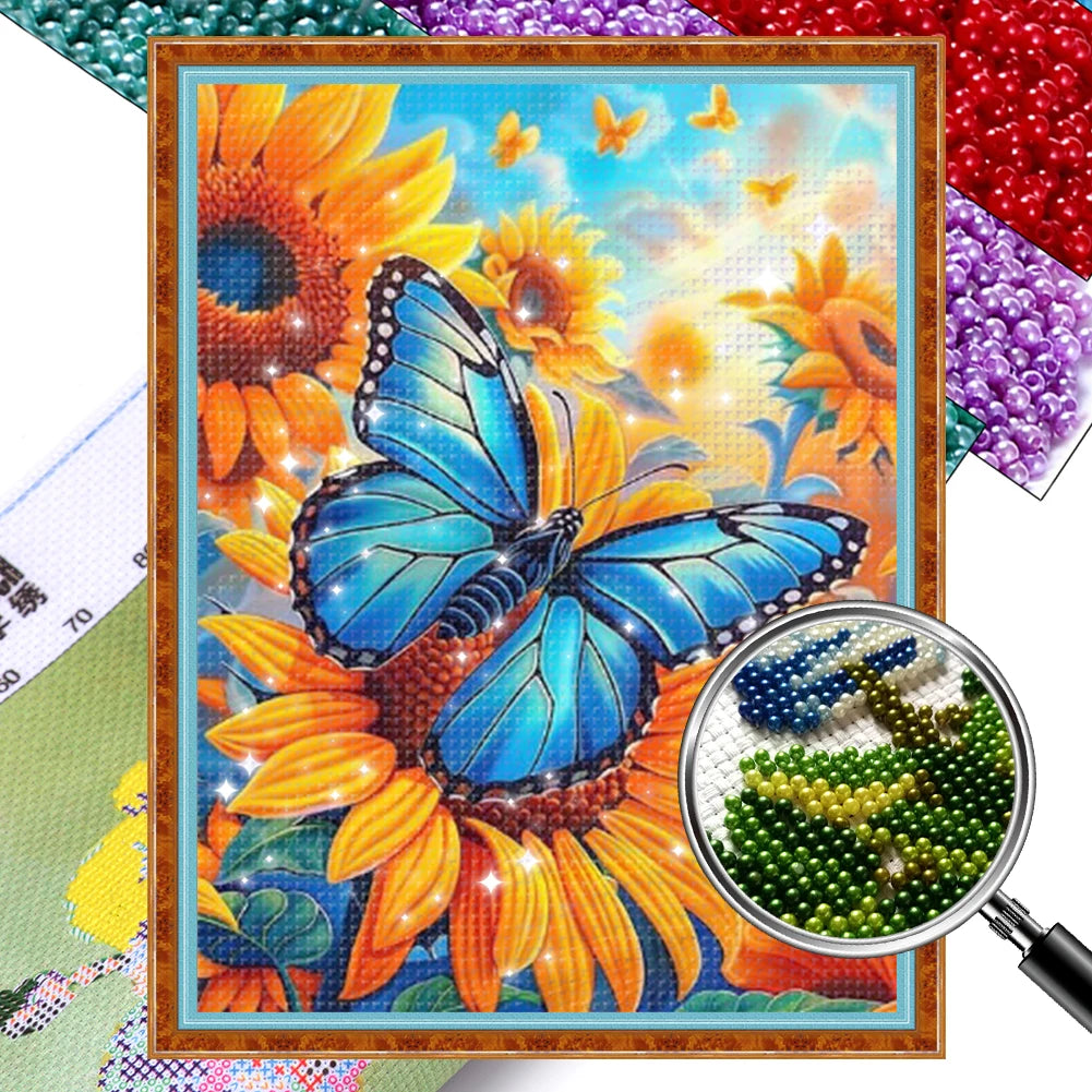 Full Embroidery Beads Printed 9CT Flower Cross Stitch Kit Home Art Decor Bead Embroidery Wall Hanging for New Year Gift