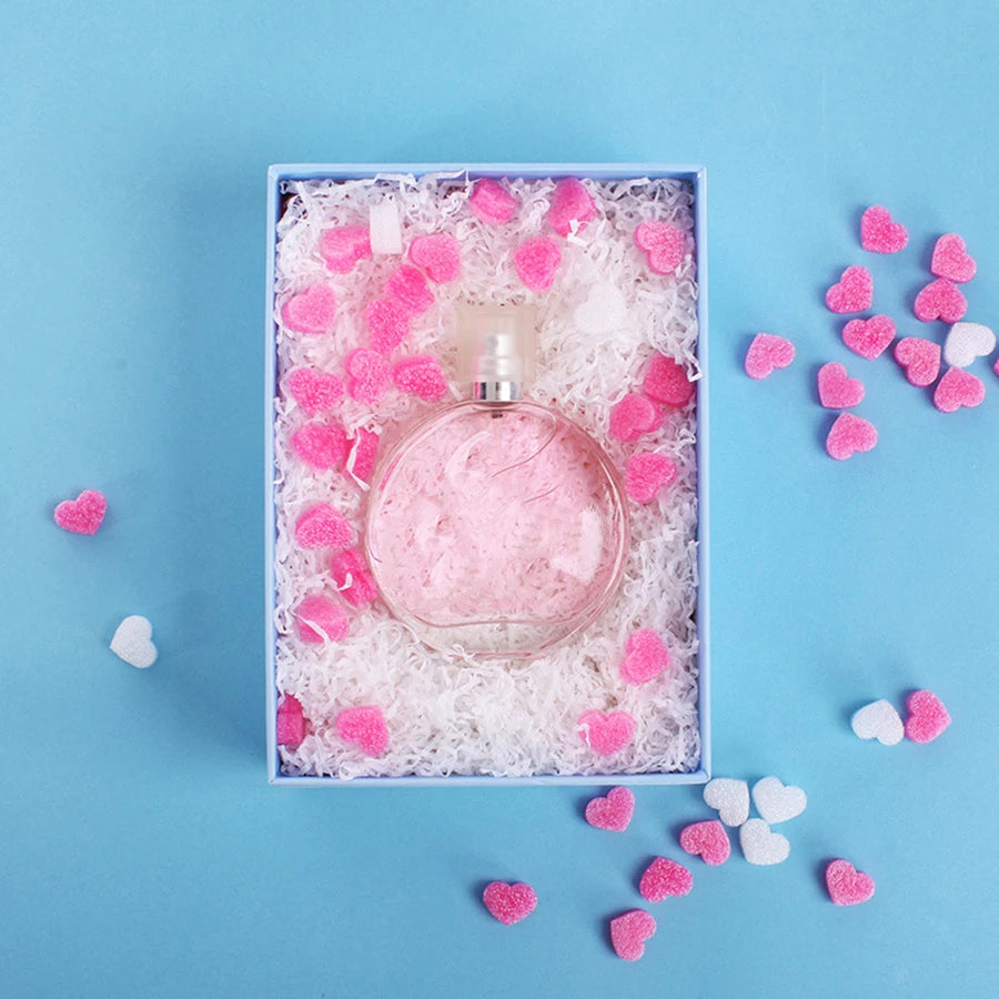 50pcs/bag Gift Box Fluffy Slime Filler Sludge Clay Pink Heart Love Beads Foam Strip Slime DIY Wedding Favors Flower Box Filler