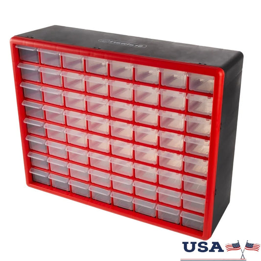 64 Drawer Storage Organizer Plastic Storage Bins Wall Mounted Desktop Container Tools Beads Jewelry Craft Office Supplies