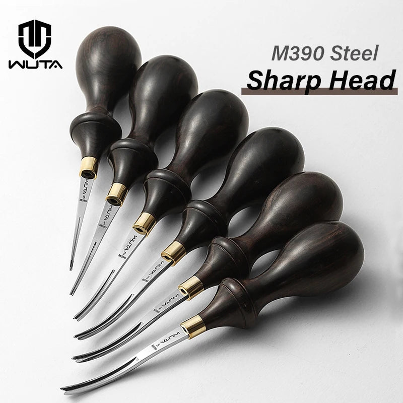 WUTA Leather Edge Beveler PRO Skiving Craft Work Tools M390 Die Steel Ebony Handle Cutter Edger Creaser Skiver available 6Size