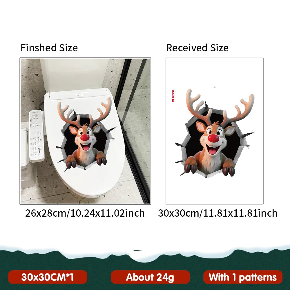 Break-Through Wall 3D Santa Claus Decal PVC Removable Christmas Wall Window Sticker Home Christmas Decoration Gift New Year 2025