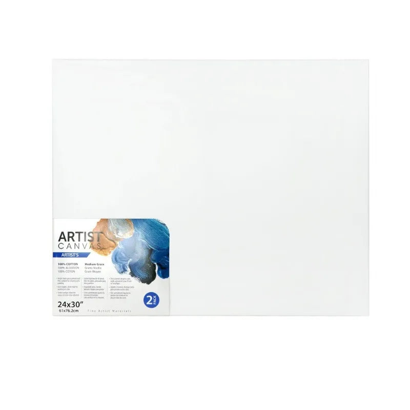 Popular Artist Stretched Canvas, Deluxe Canvas, For All 30", Skill Levels, 24"X30", 2 Pack, 100% Cotton Acid Free（White）