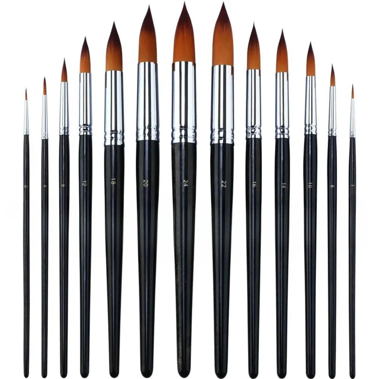 11pcs Round Paint Brush Basic Set for Watercolor, Acrylic, Gouache, Ink, and Tempera Painting
