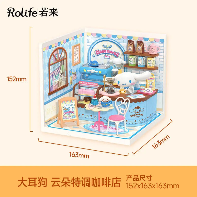 Rolife Sanrio Super World Series Buckle Assembly Hello Kitty Cinnamoroll Room Lighting Model Desktop Decoration Gift Kuromi