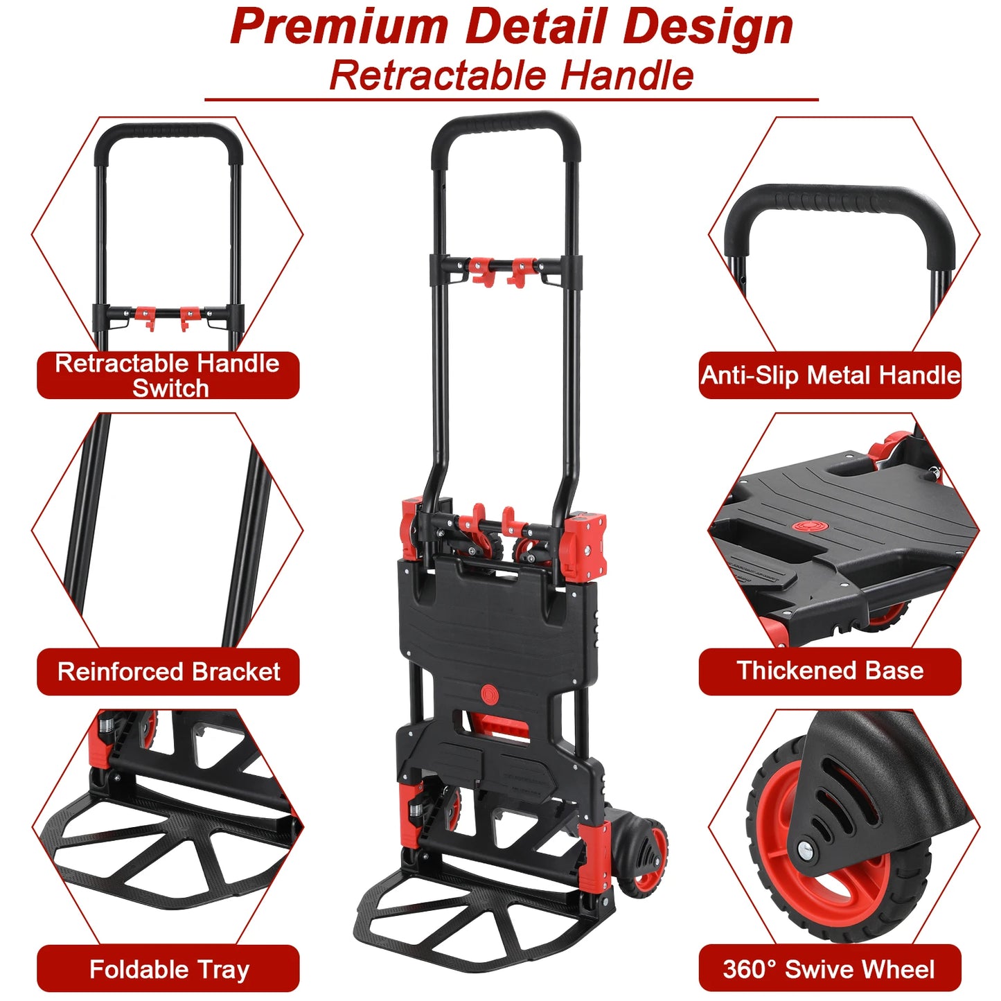 Hand Truck Dolly, 2-in-1Platform Cart Dolly
