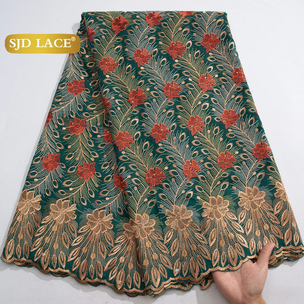 SJD LACE African Nigerian Cotton Lace Fabrics 5 Yards 2026 High Quality Swiss Cotton Lace for Sewing Party Women DIY Dress 4016