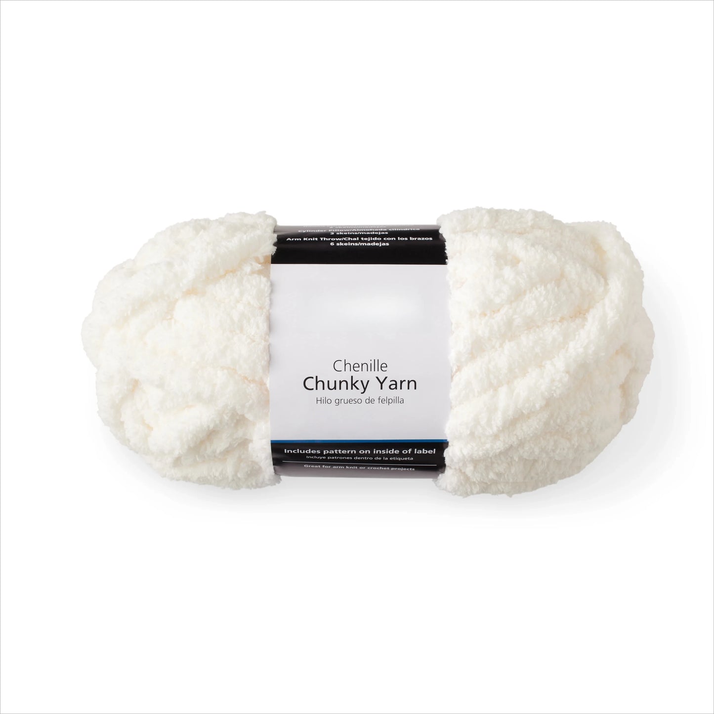Chunky Chenille Yarn, 31.7 yd, Ivory, 100% Polyester, Super Bulky, Easy care, machine washable and dryable