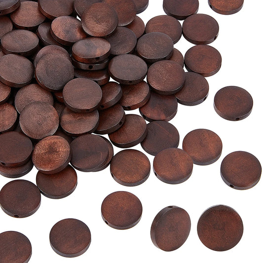 100pcs Flat Round Wooden Beads 20x5mm Natural Pear Wood Beads Wooden Coin Beads Dyed Circle