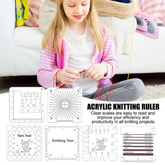 Clear Sewing Ruler 6pcs Yarn & Knitting Ruler Acrylic Clear Scales Crochet Gauge Measuring Tool for Spinners