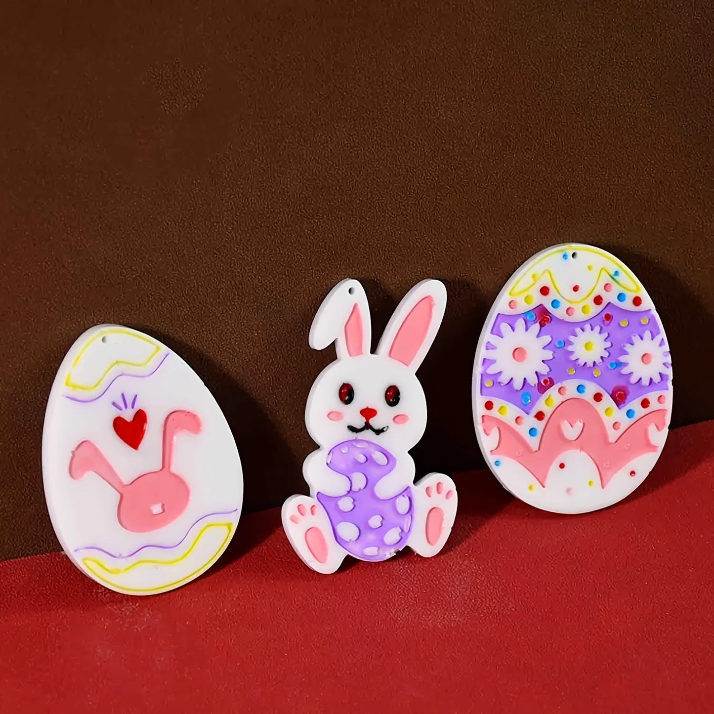 A style of 8 straight Easter egg bunny full page pendant decoration, DIY handmade crafts for enthusiasts, resin silicone drop gl