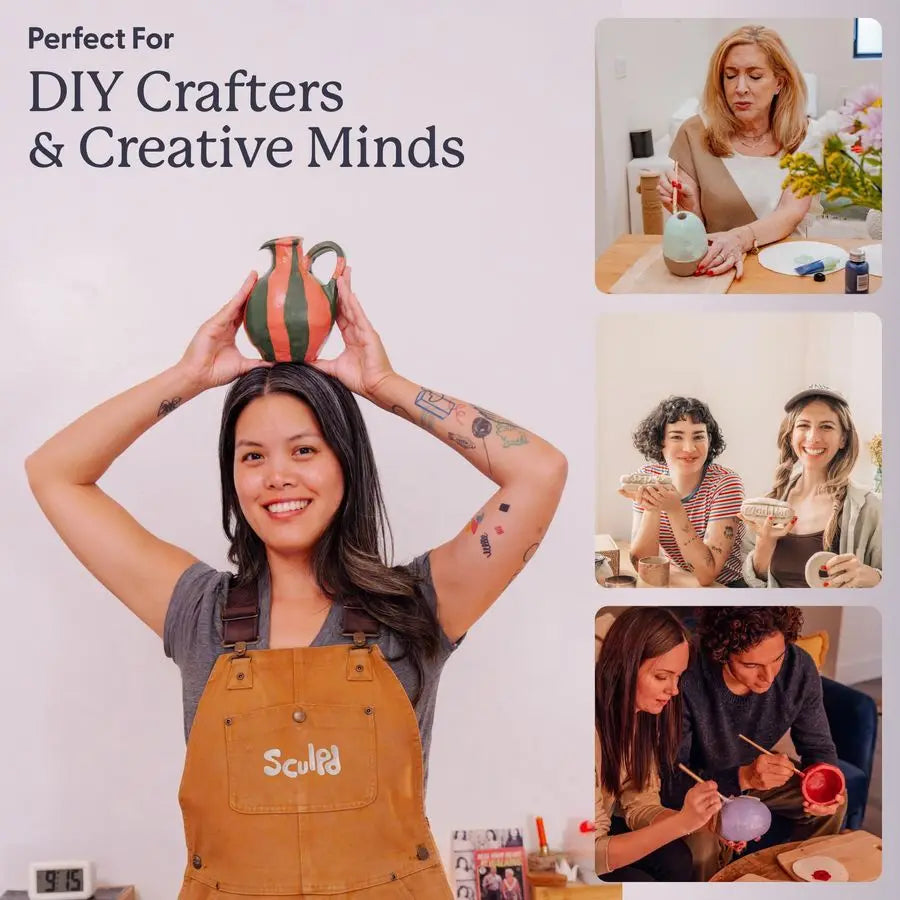 The Original Pottery Kit Complete Air Dry Clay Kit for Adults Includes Sculpting Tools, Varnish, Paint Brushes, Guides, Arts amp