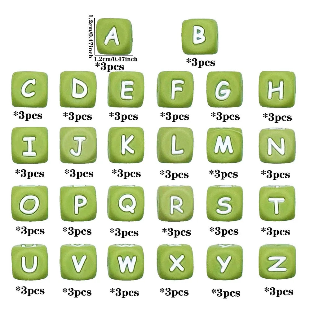 78pcs 12mm Silicone letter beads for DIY Key Chains Necklaces Bracelets Bag Chains Pen Beads Loose Beads Focus Bead