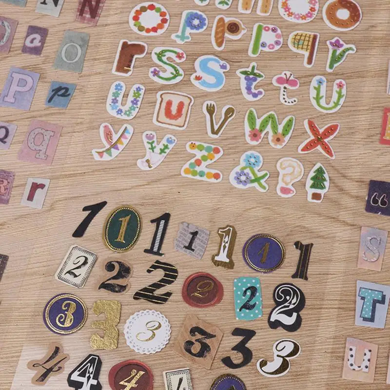 Alphabet Number Retro Sticker Kit  DIY Decorative Stickers for Album Diary Scrapbooking, Handmade Craft Supplies for Journal Planners Gift