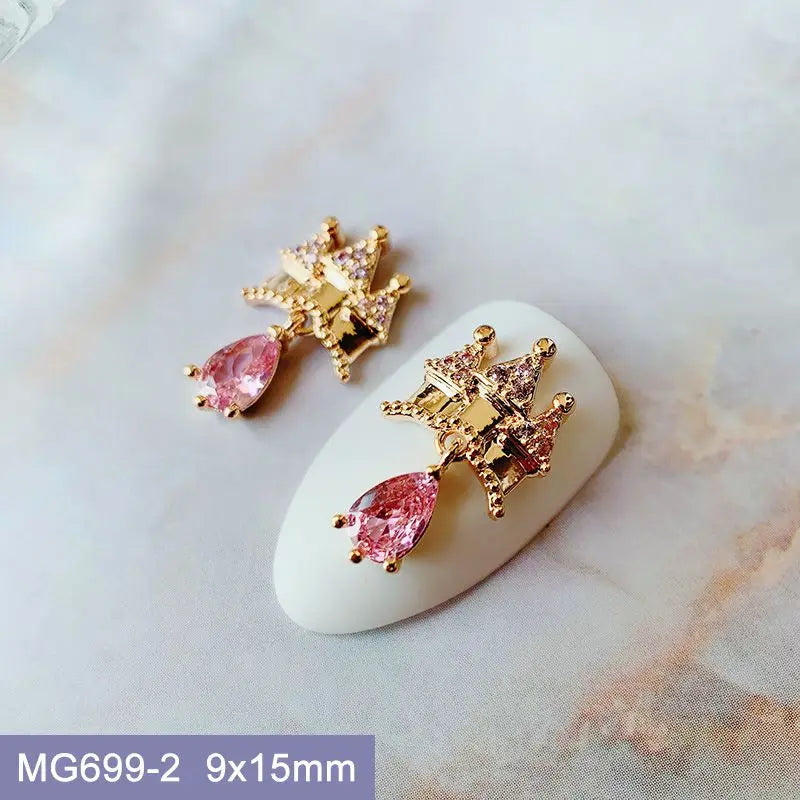 10pcs Luxury Kawaii Love Heart Pink Sailor Moon Star Nail Art Parts Zircon Manicure Nails Accesorios Supplies Decorations Charms