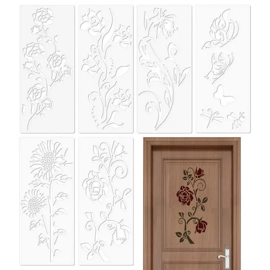 Large Stencils For Garden Fence 6PCS Reusable Flower Templates Painting Stencils For Wall Drawing Templates Art Crafts For Fence