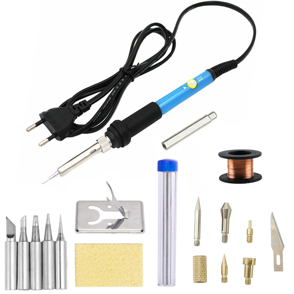 Wood Burning Carving Pyrography Pen Kit Adjustable Temperature Electric Soldering Iron Welding Wood Embossing Burning Tool