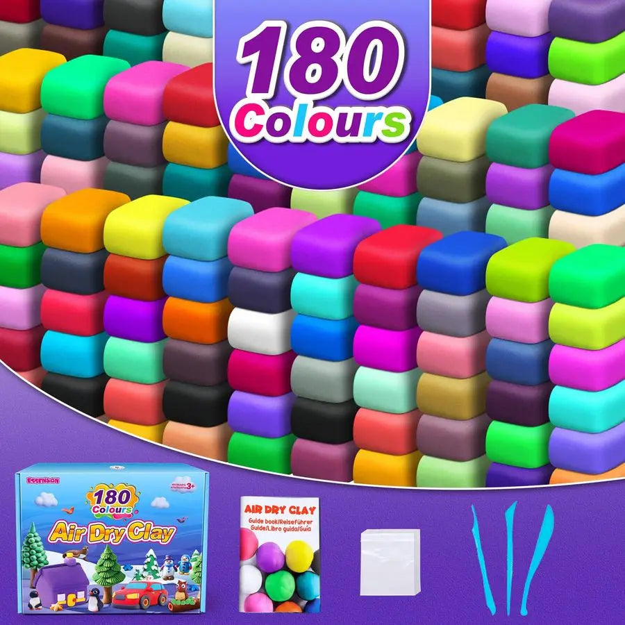 Air Dry Clay 180 Colors, Modeling Clay for Kids, DIY Molding Magic Clay for with Tools, Toys Gifts for Age 3 4 5 6 7 8 Years Old