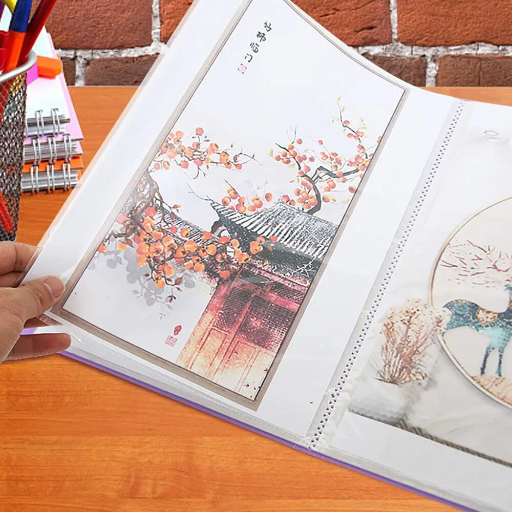 Blue A3 30/60 Pages Diamond Painting Photo Album Storage Book Portfolio Presentation Clear Pockets Large Folder Stationery