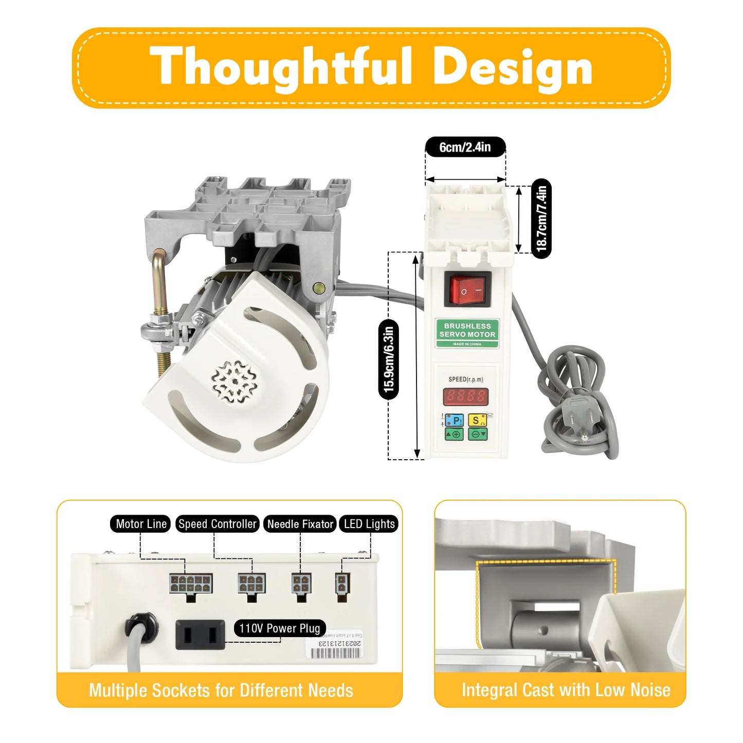 4500rpm 110V 600W Brushless Sewing Machine Servo Industrial Servo Motor for light to heavy-duty work ,straight stitch machines