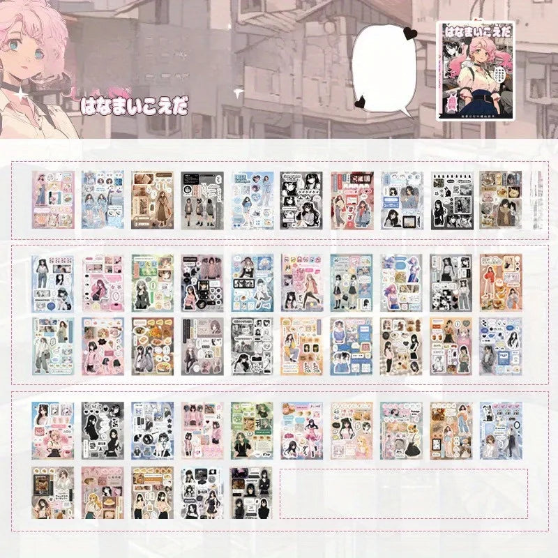 3 types of film cutting sticker books in a retro comic style, DIY planner scrapbook, creative and exquisite sticker books