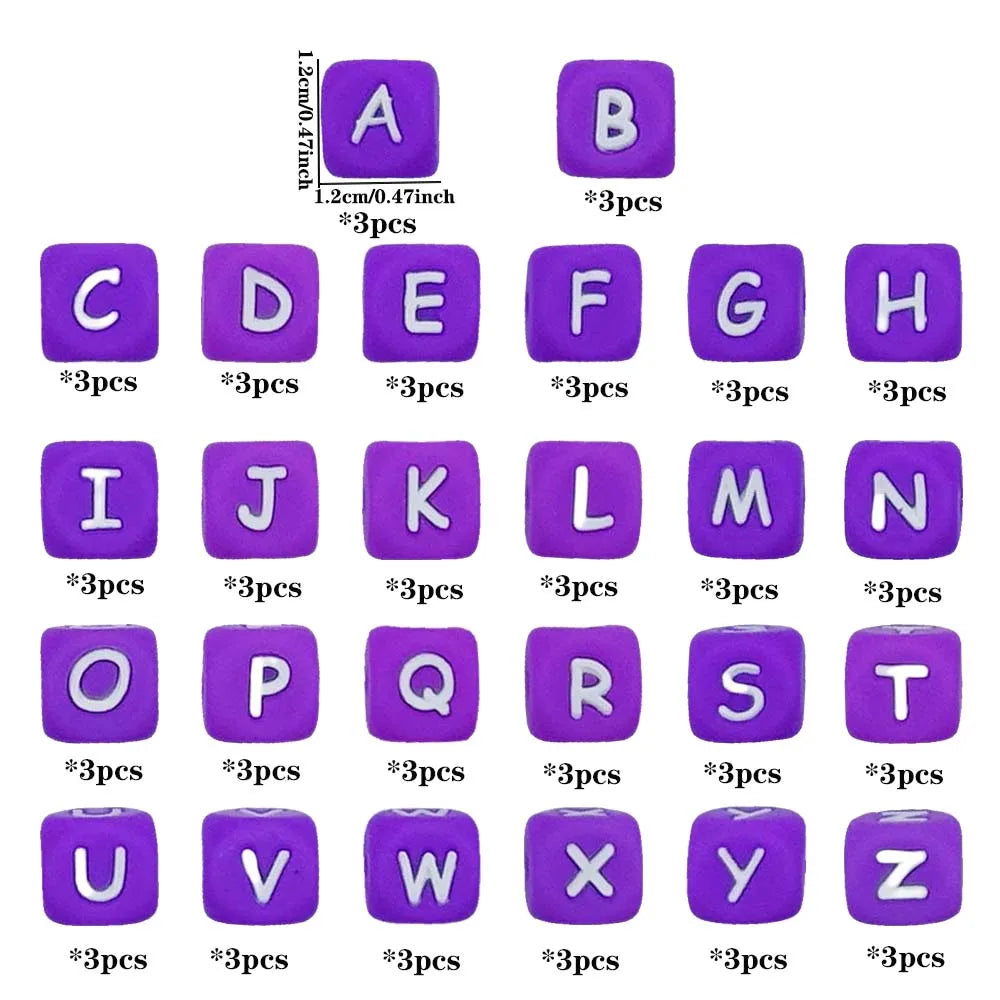 78pcs 12mm Silicone letter beads for DIY Key Chains Necklaces Bracelets Bag Chains Pen Beads Loose Beads Focus Bead