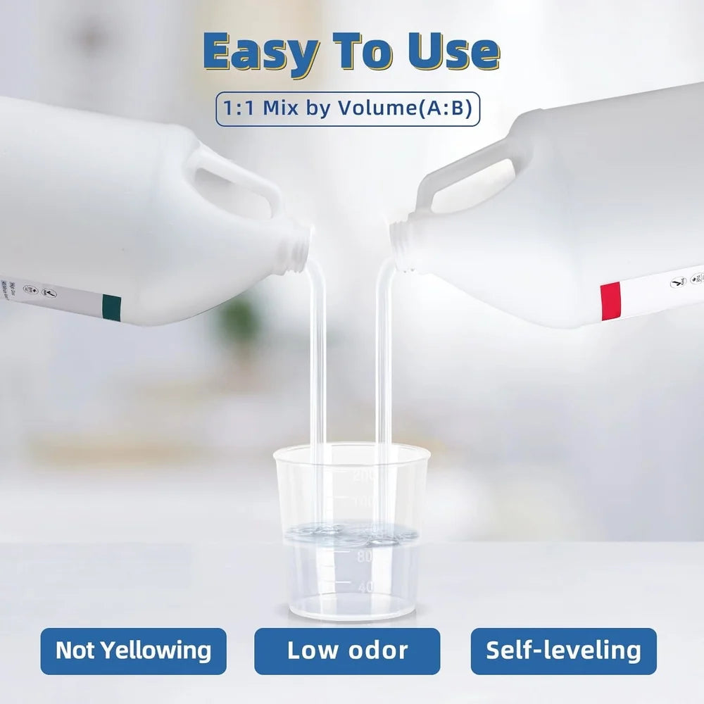 Epoxy Resin Kit 1 Gallon Crystal Clear Art Coating Jewelry DIY River Table Countertop Non Toxic Self Leveling UV Resistant