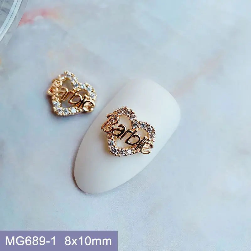 10pcs Luxury Kawaii Love Heart Pink Sailor Moon Star Nail Art Parts Zircon Manicure Nails Accesorios Supplies Decorations Charms