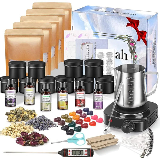 Complete Candle Making Kit Wax Melter, Making Supplies, DIY Arts Crafts Gift Kid s,Beginners ,Including 500w Electronic Stove