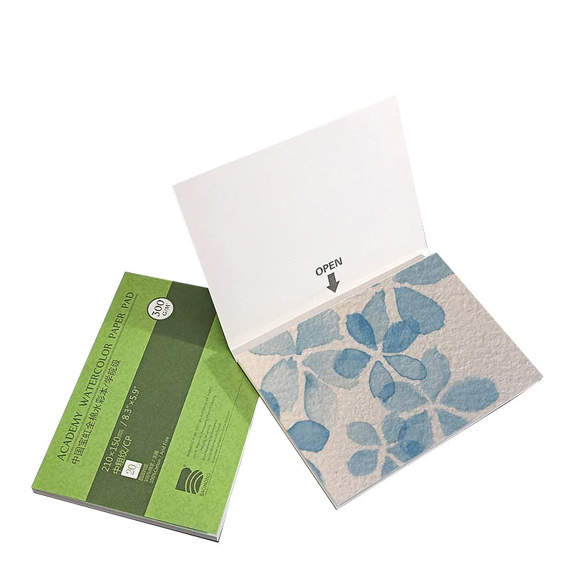 Baohong Academy Watercolor Paper Pad 300Gsm 140lb 100% Cotton Acid Free Pure Cotton Watercolor Papers 20 Sheets