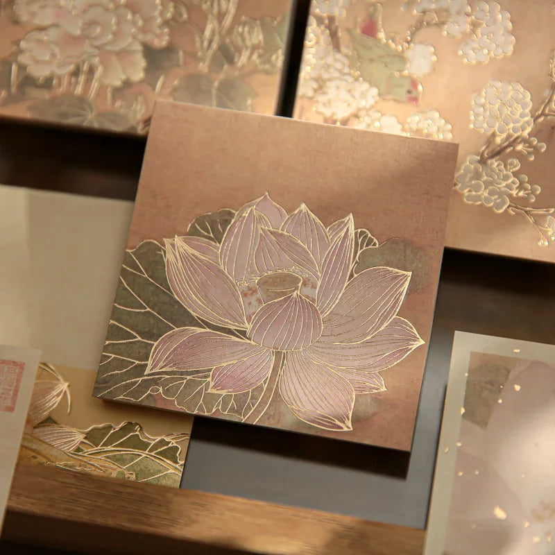 Mr. Paper Sticky Notes,  Retro Chinese Style Gold Foil Stamped, 9cm  memo pad scrapbooking