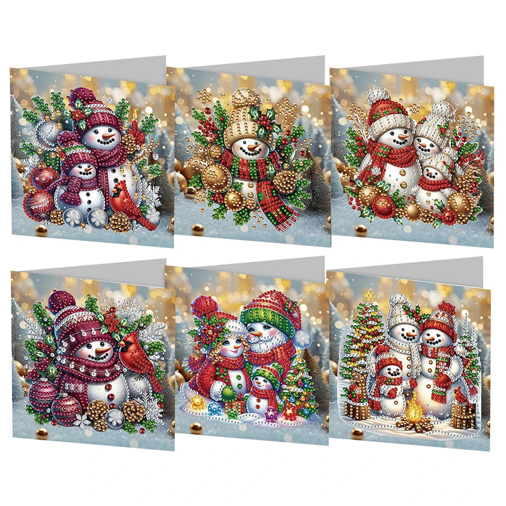 6/12pc DIY Diamond Painting Kits Greeting Card New 2024 Christmas Festival Card Diamond Daily Wish Card Gifts for Family Friends