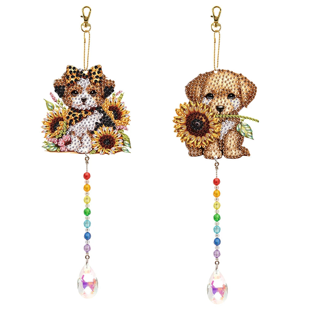 2Pcs Diamond Art Painting Hanging Suncatchers Ornament Diamond Painting Hanging Decor for Home Decor & Gift