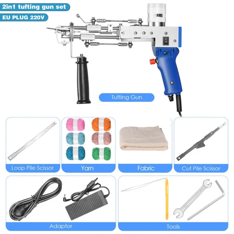 Upgraded Tufting Gun 2 in 1 Cut Loop Pile DIY Tools Electric Carpet tapis Weaving Tufting Gun Weaving Flocking Rug Machine