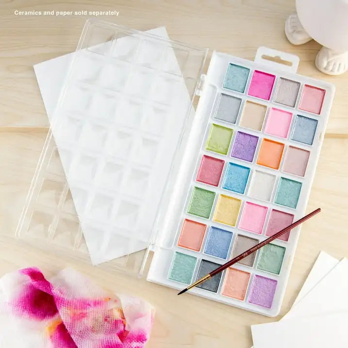 Royal & Langnickel - 28 Color Pearlescent Watercolor Paint Cake Set W/ Brush