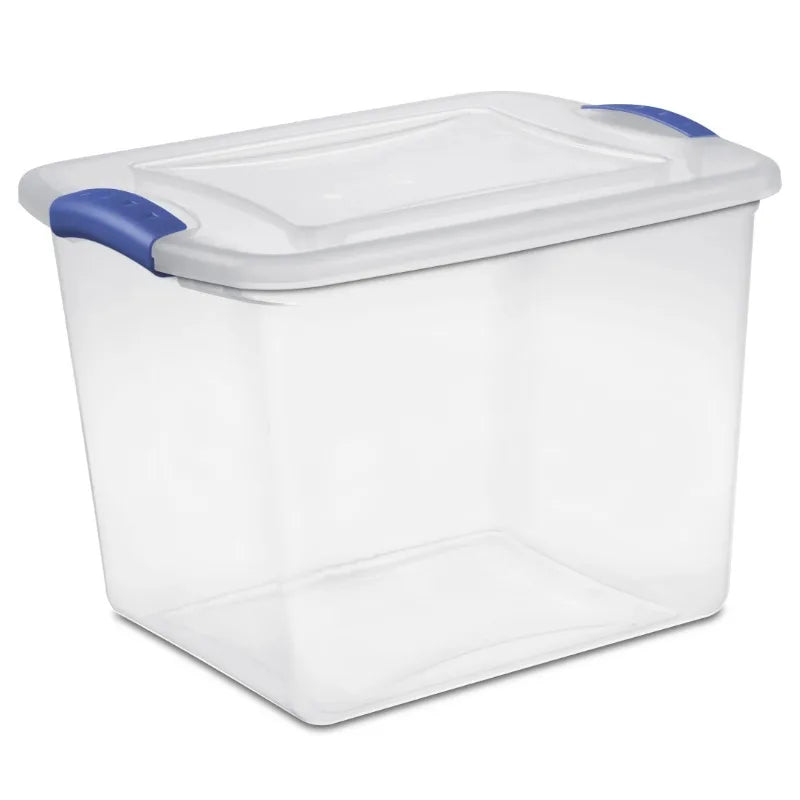 Small Storage Bin, 27 Quart Clear Plastic Storage Container with Latch Lid, , Pack of 10
