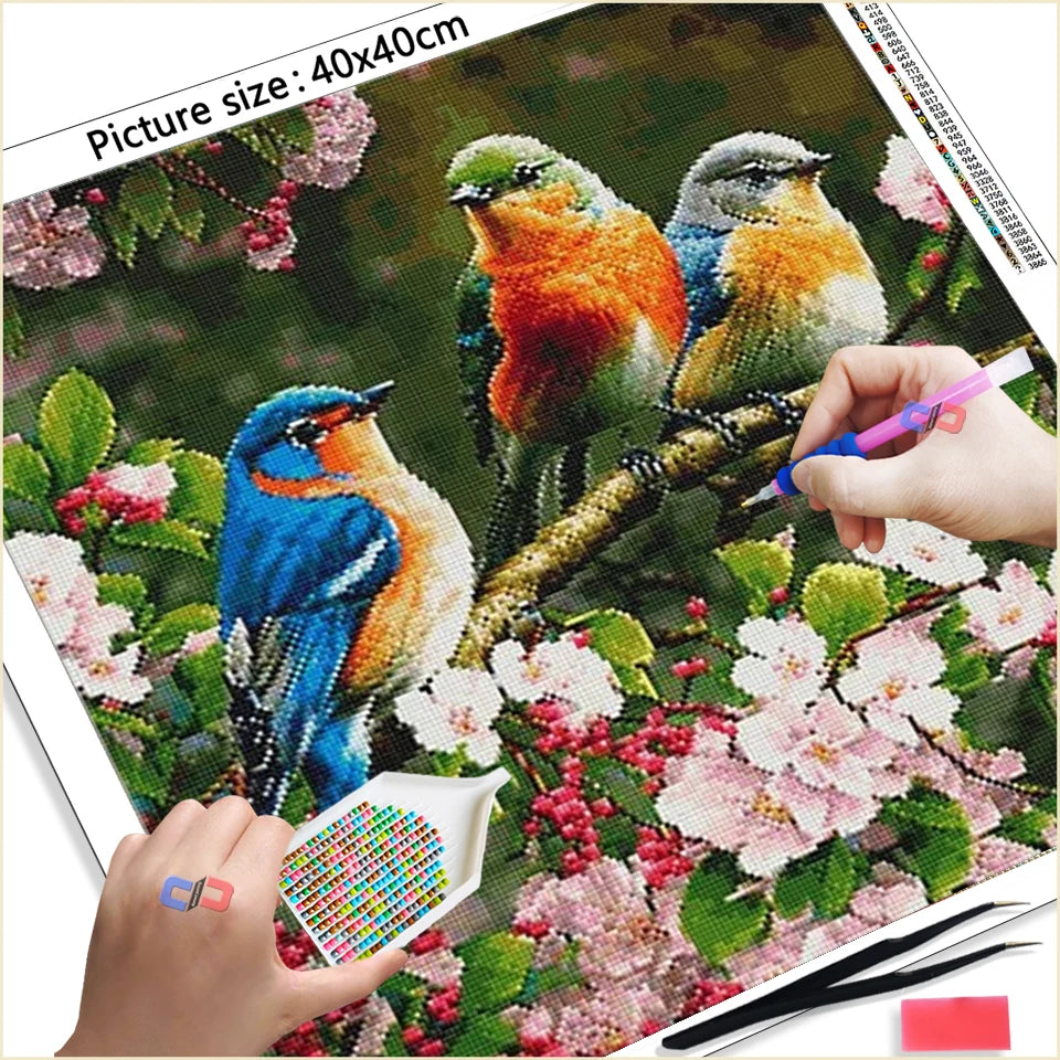Diamond Painting Bird plum Blossom Animal Picture Of Acrylic Cartoon Diamond Mosaic Flower DIY Craft Supplies Child Hobby