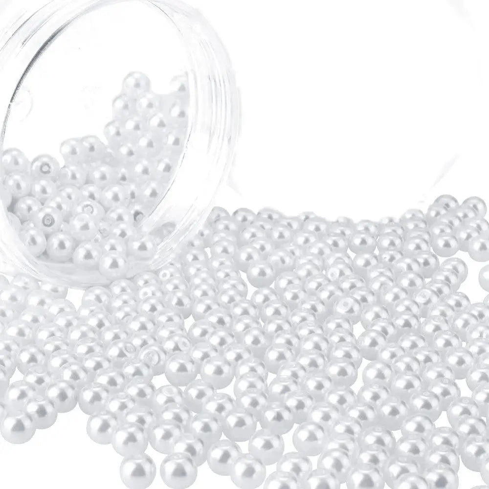 400Pcs 6mm Tiny Satin Luster Round Glass Pearl Beads