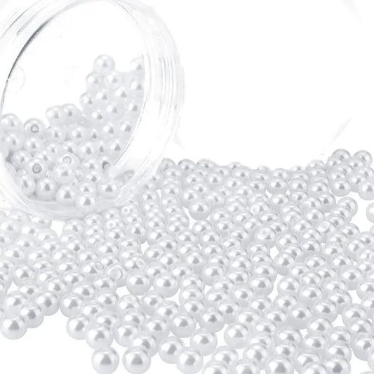 400Pcs 6mm Tiny Satin Luster Round Glass Pearl Beads