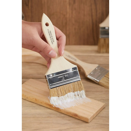 (4 pack) Unbranded Natural Bristle Flat 3-in. Chip Paint Brush for Crafts, Paint, Resin and Glue projects