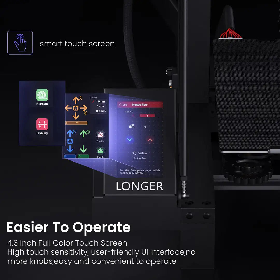 Longer LK5 Pro Upgraded 3D Printer 90% Pre-Assembled Large Area with dual blower kit 4.3inch Color Touchscreen
