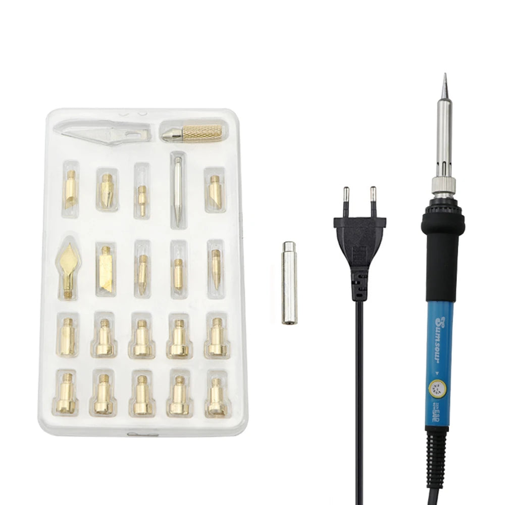 Wood Burning Carving Pyrography Pen Kit Adjustable Temperature Electric Soldering Iron Welding Wood Embossing Burning Tool