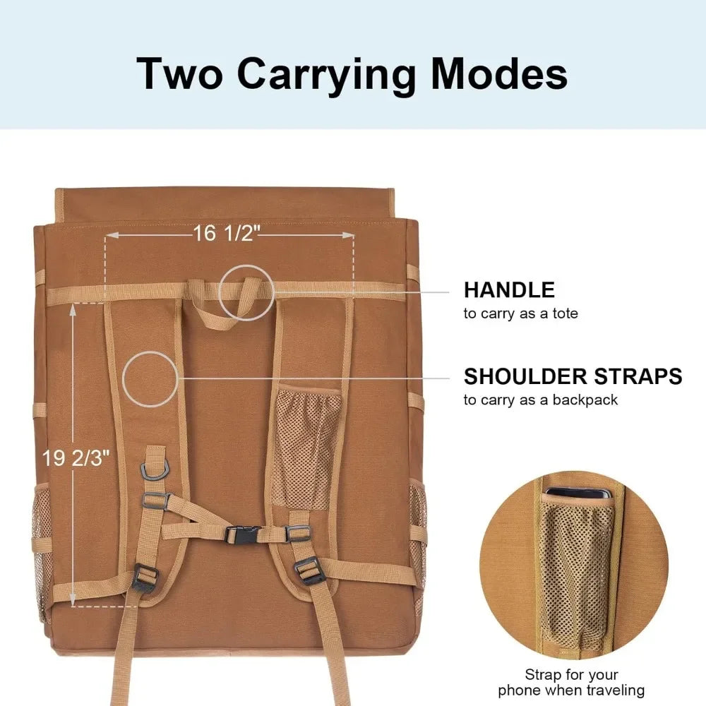 Air Artist Backpack with Handheld Strap, Art Supply Tote Bag for Carrying 18x24 Artwork, Drawing Boards